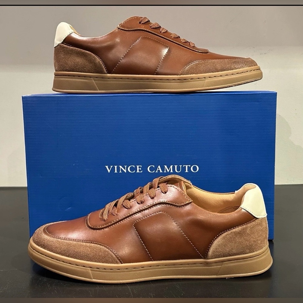 NEW MENS 9.5 M VINCE CAMUTO LEATHER DRESS SNEAKERS SHOES SOFT PADDED FOOTBED